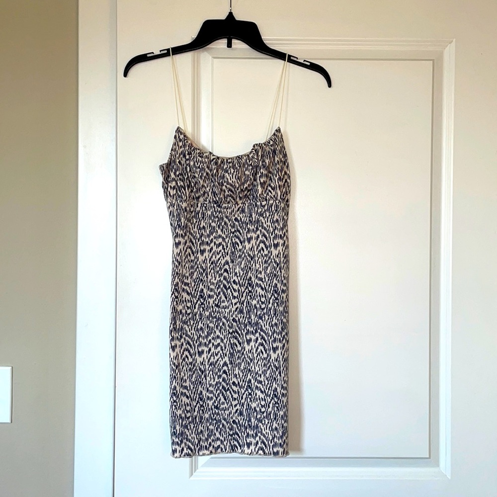 UO Mini Bodycon Dress Size S Blue and White Pattern